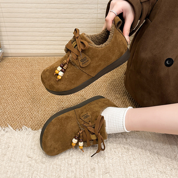 Naiste veluurist talves kingad, sooja vooder, ümmargune varvas, madal varvas, nööridega sulgemine