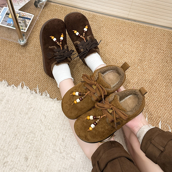 Naiste veluurist talves kingad, sooja vooder, ümmargune varvas, madal varvas, nööridega sulgemine