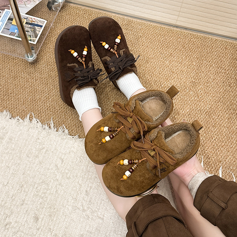 Naiste veluurist talves kingad, sooja vooder, ümmargune varvas, madal varvas, nööridega sulgemine