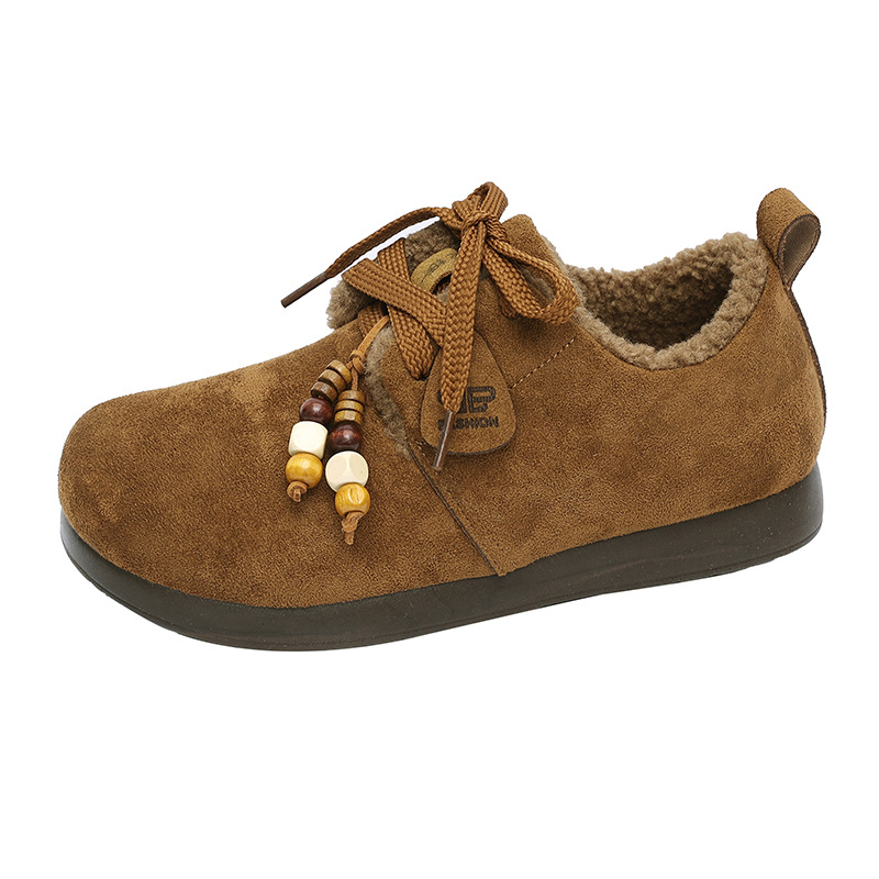 Naiste veluurist talves kingad, sooja vooder, ümmargune varvas, madal varvas, nööridega sulgemine