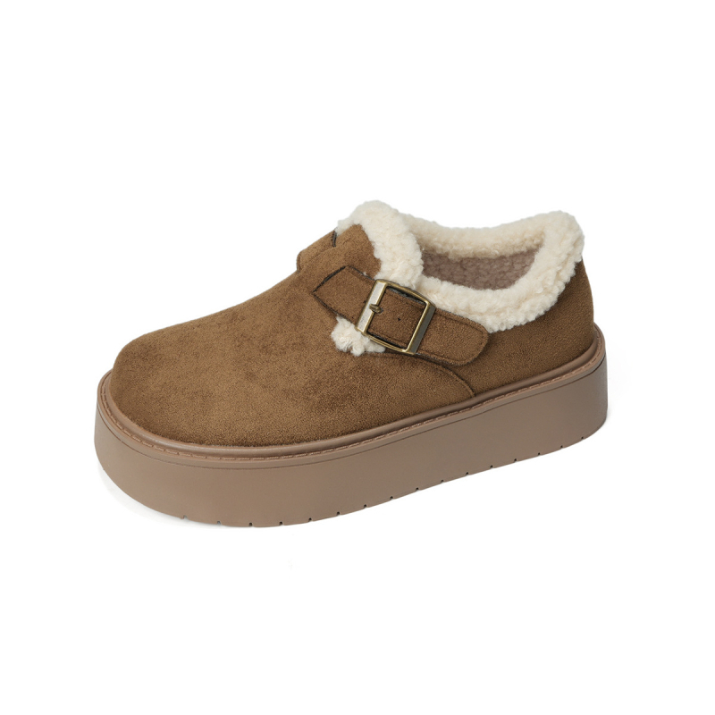 Női téli hócipő fleece béléses, slip-on, alacsony szárú, gumírozott talp, vastag talp, 3–5 cm sarokmagasság