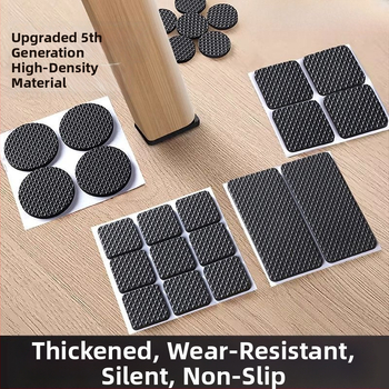 Stalo ir kėdės kojų padėklai — EVA medžiaga, kvadratinė forma, priešslydis, atsparūs dilimui, modernus minimalistinis stilius