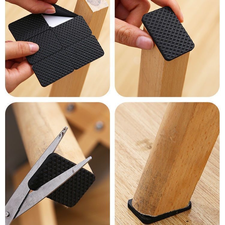 Stalo ir kėdės kojų padėklai — EVA medžiaga, kvadratinė forma, priešslydis, atsparūs dilimui, modernus minimalistinis stilius