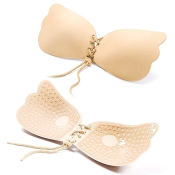 Be petnešėlių push-up liemenėlė su nematomais krūties lipdukais, medvilninė, delno formos krūtų pagalvėlės, neslystanti, seksualus stilius