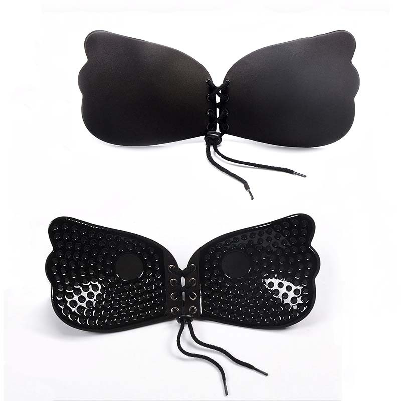 Be petnešėlių push-up liemenėlė su nematomais krūties lipdukais, medvilninė, delno formos krūtų pagalvėlės, neslystanti, seksualus stilius