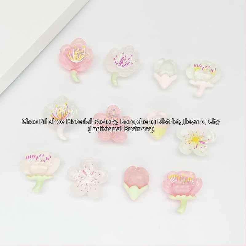 Crocs gėlės aksesuaras su nuimamomis sakura žiedų dalelėmis, Modelis Nr. 11, tinkamas visoms metų laikams