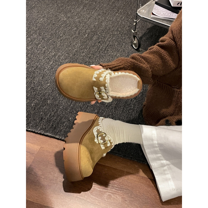 Sandale slip-on în stil Birkenstock pentru femei, design retro, partea superioară din PU artificial, căptușeală interioară din pluș artificial scurt, talpă din cauciuc, grosimea talpei 0-3 cm