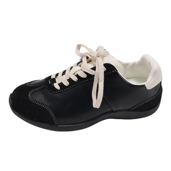 Pantofi sport pentru femei, stil retro american - partea superioară PU, vârf rotund, toc mic 1–3 cm, gleznă înaltă, închidere cu șireturi