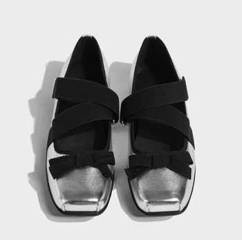 Naistele balleti kingad ruudukujulise ninaga, mikrofiiber ülemine, Velcro kinnitused, madal kand 1–3 cm