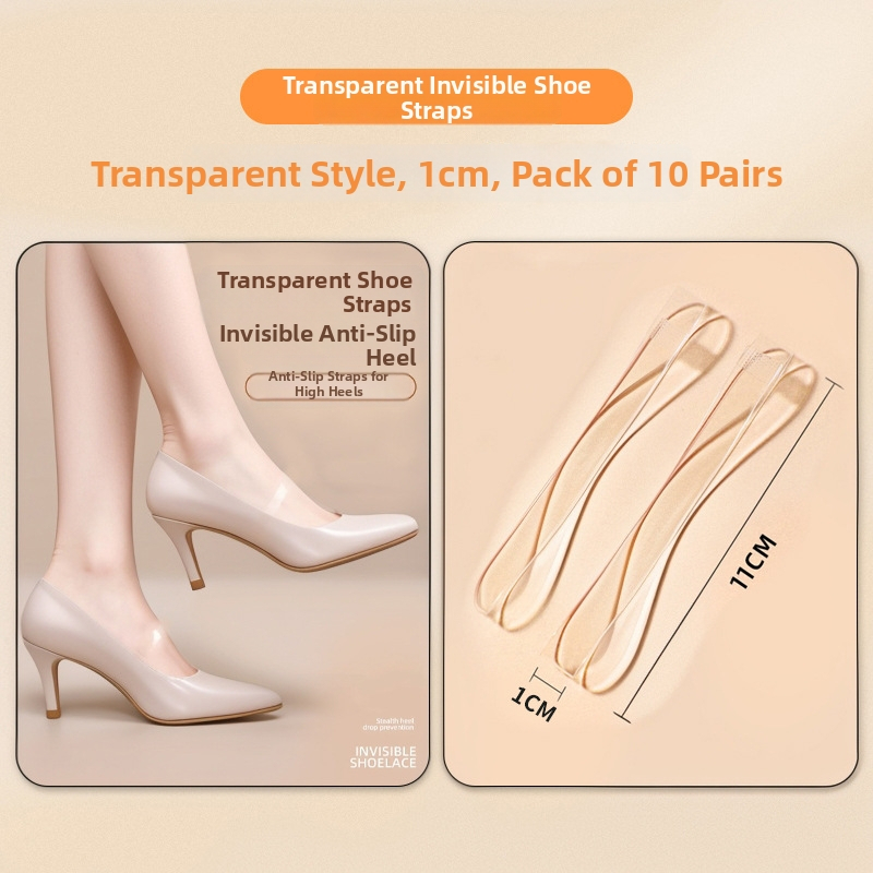 Skaidrūs nematomi moterų aukštakulnių batų raišteliai su anti-slip juostomis, užtikrinantys tvirtą laikymą — Prekės kodas: Cx-yunqie — Sezonos: visos