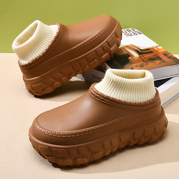 Unisex παντόφλες από βαμβάκι με επάνω μέρος από EVA, επένδυση από βαμβάκι, μεσαίου ύψους και τακούνι 3-5 εκ. (χειμώνας-φθινόπωρο)