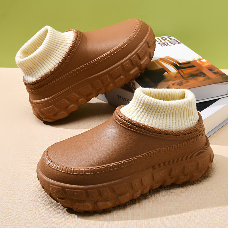 Unisex παντόφλες από βαμβάκι με επάνω μέρος από EVA, επένδυση από βαμβάκι, μεσαίου ύψους και τακούνι 3-5 εκ. (χειμώνας-φθινόπωρο)