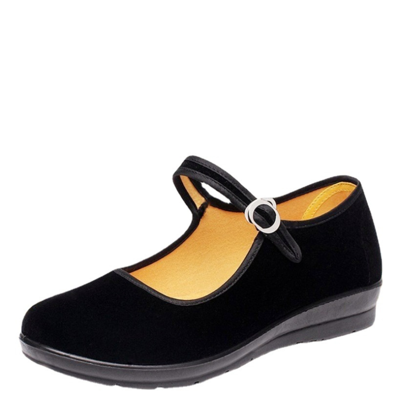 Moterų audinių bateliai su medvilniniu viršumi, apvalus pirštas, žemas kulnas 1-3 cm, kompozitinė padas