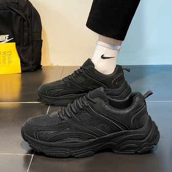 Ανδρικά αθλητικά παπούτσια με PU+mesh επάνω, σόλα από καουτσούκ, EVA πάτος, κορδόνια, χαμηλό ύψος φτέρνας 1-3 cm, χαμηλός προφίλ