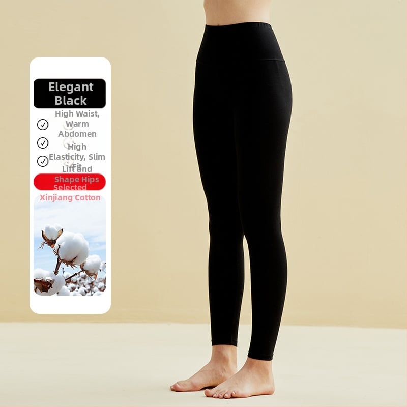 Női All-in-One pamut termosz nadrág, magas derék, 95% pamut + 5% elasztán bélés, kilencpontos hossz, nagy rugalmasság