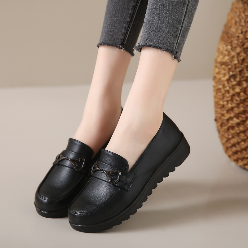 Pantofi de lucru impermeabili pentru femei, din piele microfibră, talpă PU, branț EVA, anti-derapare, toc pătrat mic