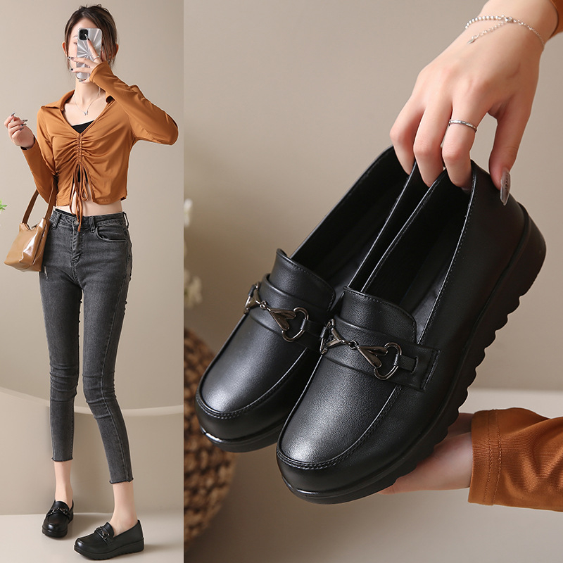 Pantofi de lucru impermeabili pentru femei, din piele microfibră, talpă PU, branț EVA, anti-derapare, toc pătrat mic