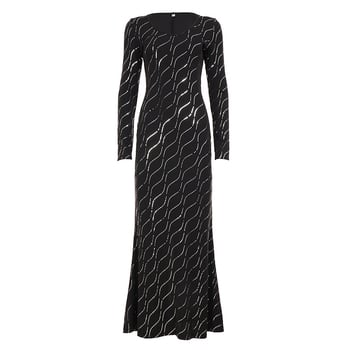 Női őszi-téli hosszú ujjú, európai és amerikai stílusú, testhezálló szabású és flitterekkel díszített lakomaruha