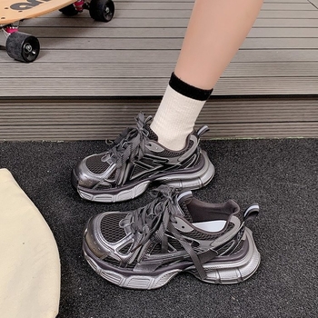 Sievietēm vieglas kurpes ar bieza zole, tīklaina augšdaļa no īstas ādas un tīkla, priekšējās šņores, vieglas ikdienas sporta kurpes pavasarī 2025.