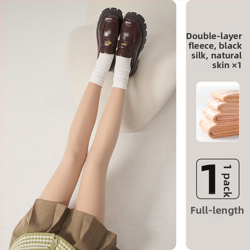 Kétrétegű harisnya levehető leggings-szel nőknek — nejlon, farizmok emelése, láthatatlan hatás, vastagított