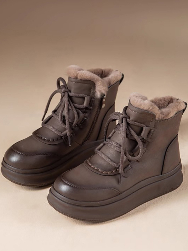 Γυναικείες χειμερινές μπότες για χιόνι, άνω μέρος από υπερ-ίνες, επένδυση από γούνα, αδιάβροχη καουτσούκ σόλα, παχιά σόλα, κοντό ύψος