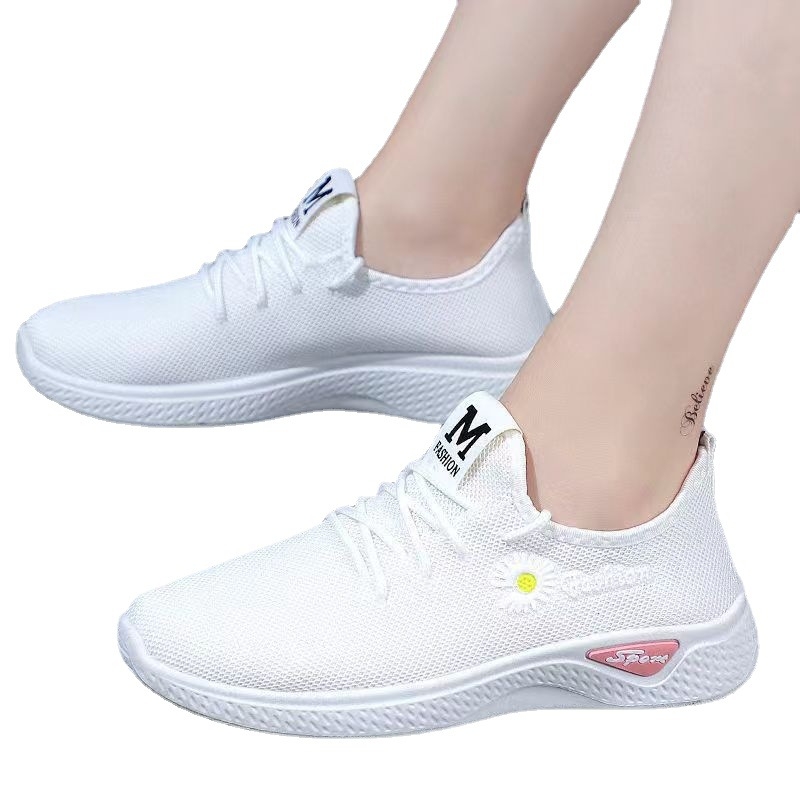 Moteriški ėjimo bateliai - kvėpuojantis tinklo viršus, injekcinė padas, žemas kampinis kulnas, apvali nosis, raišteliai