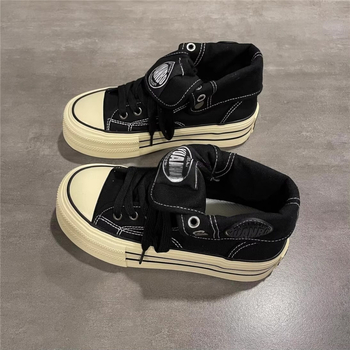 Naiste kanvas tossud kõrge varrega, paks talla, nöörid, hingav puuvillane vooder