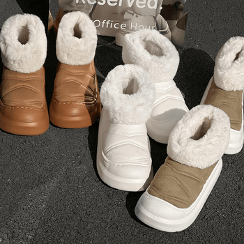 Γυναικείες χειμερινές μπότες με παχιά σόλα, ζεστές και αντιολισθητικές, σουέτ επάνω μέρος, EVA σόλα