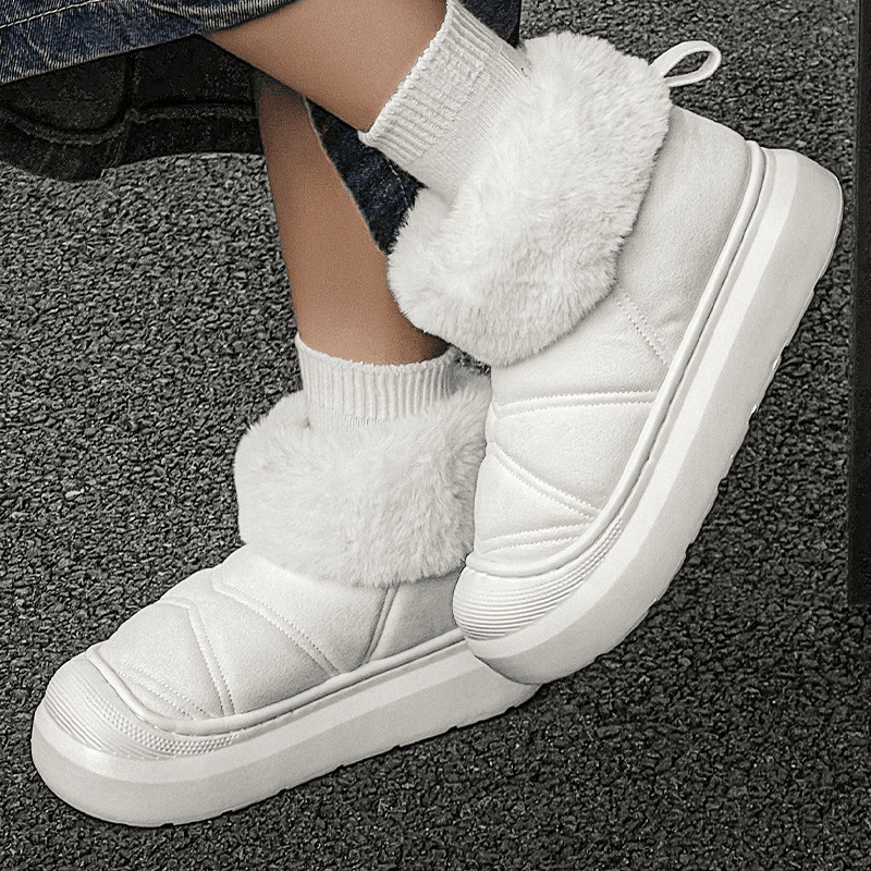 Γυναικείες χειμερινές μπότες με παχιά σόλα, ζεστές και αντιολισθητικές, σουέτ επάνω μέρος, EVA σόλα