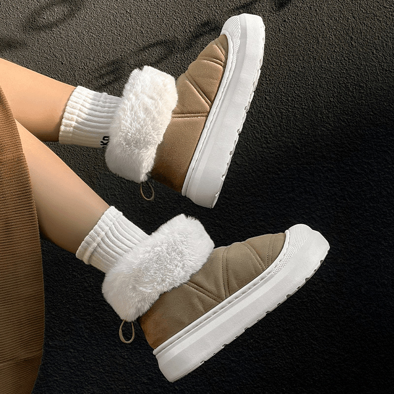 Γυναικείες χειμερινές μπότες με παχιά σόλα, ζεστές και αντιολισθητικές, σουέτ επάνω μέρος, EVA σόλα