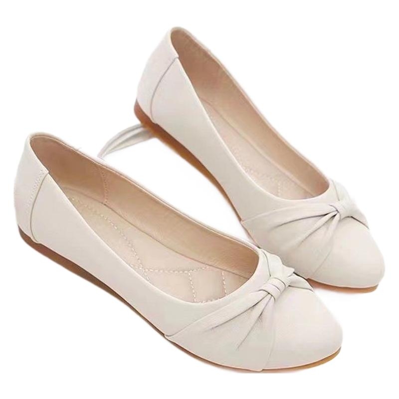 Pantofi dama fără toc, vârf rotund, partea superioară PU, talpă din cauciuc, branț textile