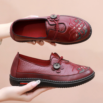 Pantofi dama din material textil, în stil Beijing vechi, respirabili și ușori, partea superioară din microfibră, talpă PU, vârf rotund, toc mic 1-3 cm