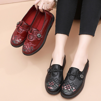 Pantofi dama din material textil, în stil Beijing vechi, respirabili și ușori, partea superioară din microfibră, talpă PU, vârf rotund, toc mic 1-3 cm