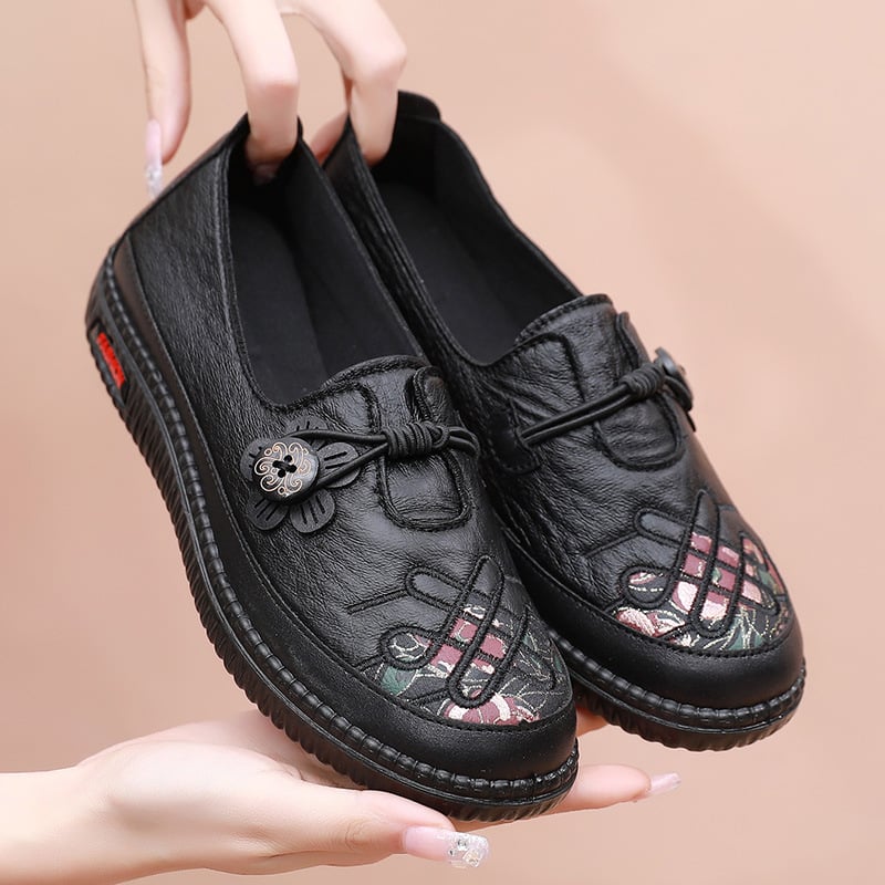 Pantofi dama din material textil, în stil Beijing vechi, respirabili și ușori, partea superioară din microfibră, talpă PU, vârf rotund, toc mic 1-3 cm