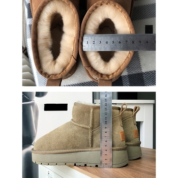 Ženske zimske čizme s debelim đonom, gornji dio od velura, zatvaranje na Velcro, gumeni đon, visina potpetice 3–5 cm