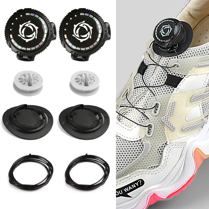 Forgó acélsodronyos cipőcsat sneakershez és textilcipőkhöz, fűző nélkül, anti-esés (Anyag: acélsodrony; Mechanizmus: forgó csat; Kompatibilitás: sneakers, textilcipők; Minden évszak)