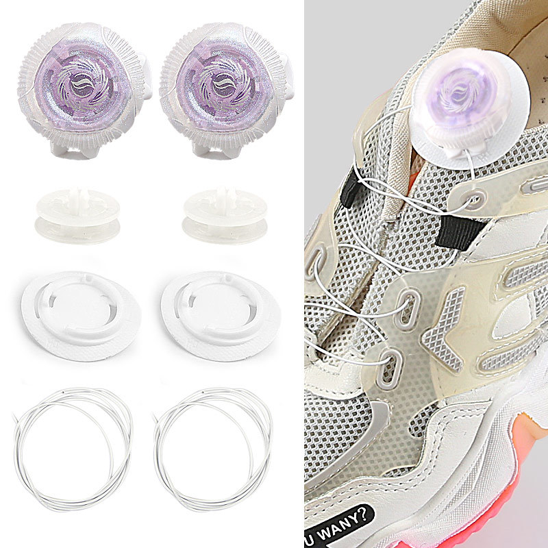 Forgó acélsodronyos cipőcsat sneakershez és textilcipőkhöz, fűző nélkül, anti-esés (Anyag: acélsodrony; Mechanizmus: forgó csat; Kompatibilitás: sneakers, textilcipők; Minden évszak)