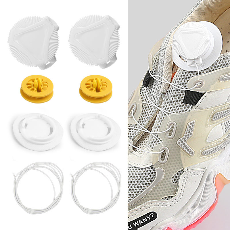 Forgó acélsodronyos cipőcsat sneakershez és textilcipőkhöz, fűző nélkül, anti-esés (Anyag: acélsodrony; Mechanizmus: forgó csat; Kompatibilitás: sneakers, textilcipők; Minden évszak)