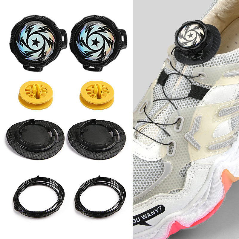 Forgó acélsodronyos cipőcsat sneakershez és textilcipőkhöz, fűző nélkül, anti-esés (Anyag: acélsodrony; Mechanizmus: forgó csat; Kompatibilitás: sneakers, textilcipők; Minden évszak)