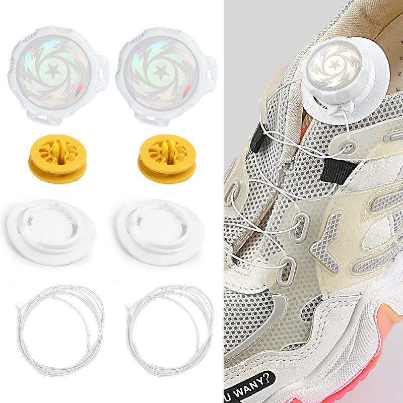 Forgó acélsodronyos cipőcsat sneakershez és textilcipőkhöz, fűző nélkül, anti-esés (Anyag: acélsodrony; Mechanizmus: forgó csat; Kompatibilitás: sneakers, textilcipők; Minden évszak)