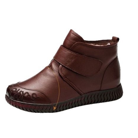 Botine de zăpadă pentru femei cu PU partea superioară, căptușeală din fleece, talpă din cauciuc antiderapant, închidere Velcro, înălțime medie a gambelor