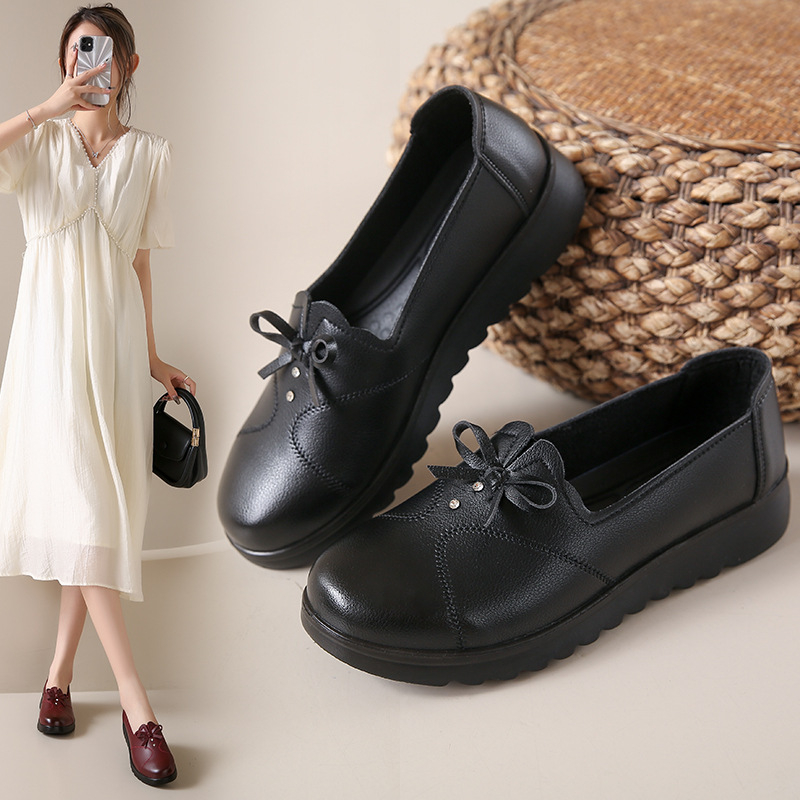 Pantofi casual pentru femei, cu partea superioară din microfibră, talpă din poliuretan, antiderapant, toc pătrat mic 1–3 cm, căptușire EVA