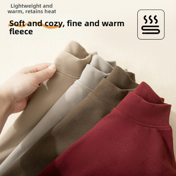 Pamatinio sluoksnio marškiniai su puse kaklo, pūkuotas flisas šilumai, universalus, tankus audinys 251–300 g/m², ilgos rankovės