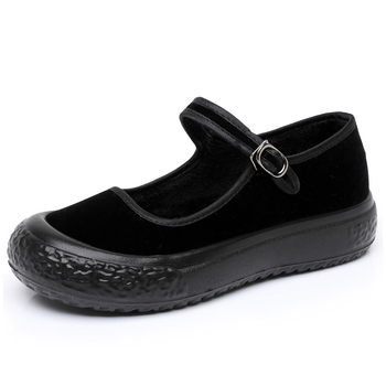 Moteriški žieminiai audinio bateliai su vilnos pamušalu, minkštas veliūro viršus, PU padai, žemas viršus, sagtis