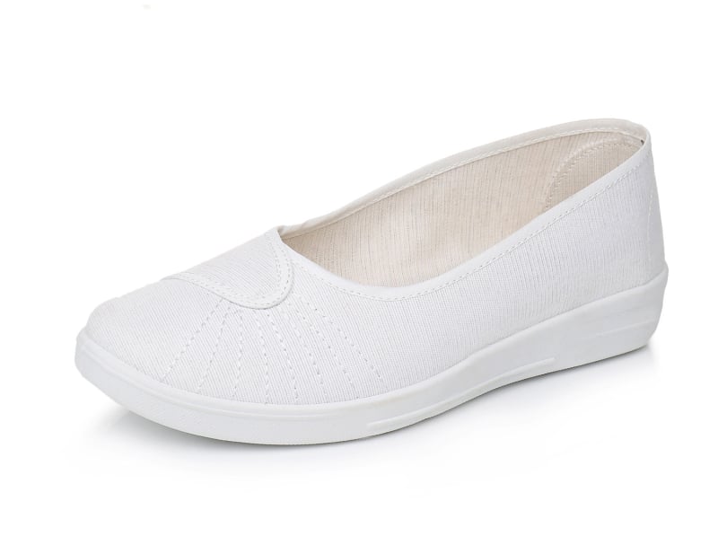 Slaugytojų avalynė iš audinio - slip-on, kvėpuojanti, viršutinė dalis iš audinio, apvali nosis, žemas kulnas, plastikinė padas su injekcijos technologija