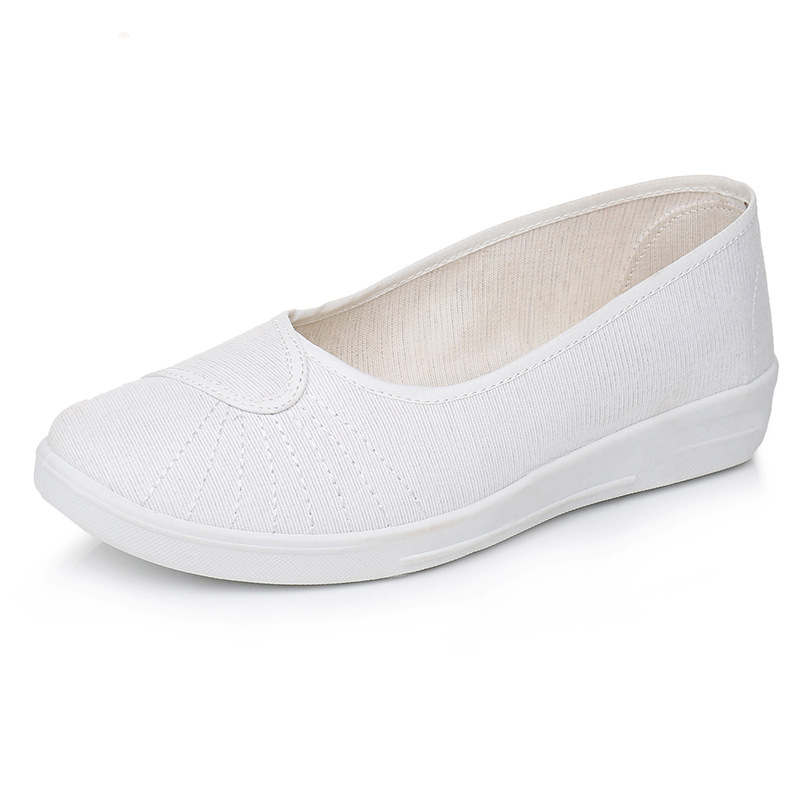 Slaugytojų avalynė iš audinio - slip-on, kvėpuojanti, viršutinė dalis iš audinio, apvali nosis, žemas kulnas, plastikinė padas su injekcijos technologija