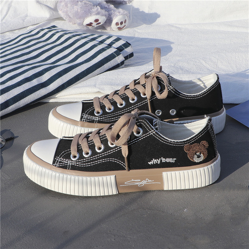 Pantofi sport din pânză pentru femei, talpă din cauciuc vulcanizată, anti-derapare, imprimeu cartoon, stil casual