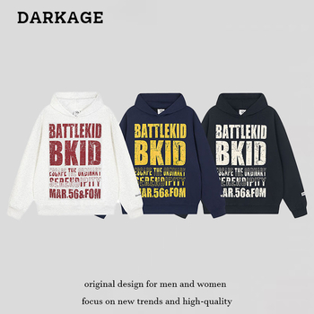 Kapucētas džemperis no kokvilnas, burti drukā, krāsu blokā, brīvs piegriezums, patch kabatas