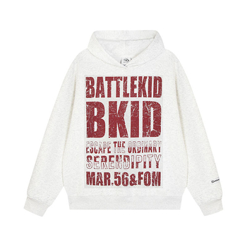 Kapucētas džemperis no kokvilnas, burti drukā, krāsu blokā, brīvs piegriezums, patch kabatas