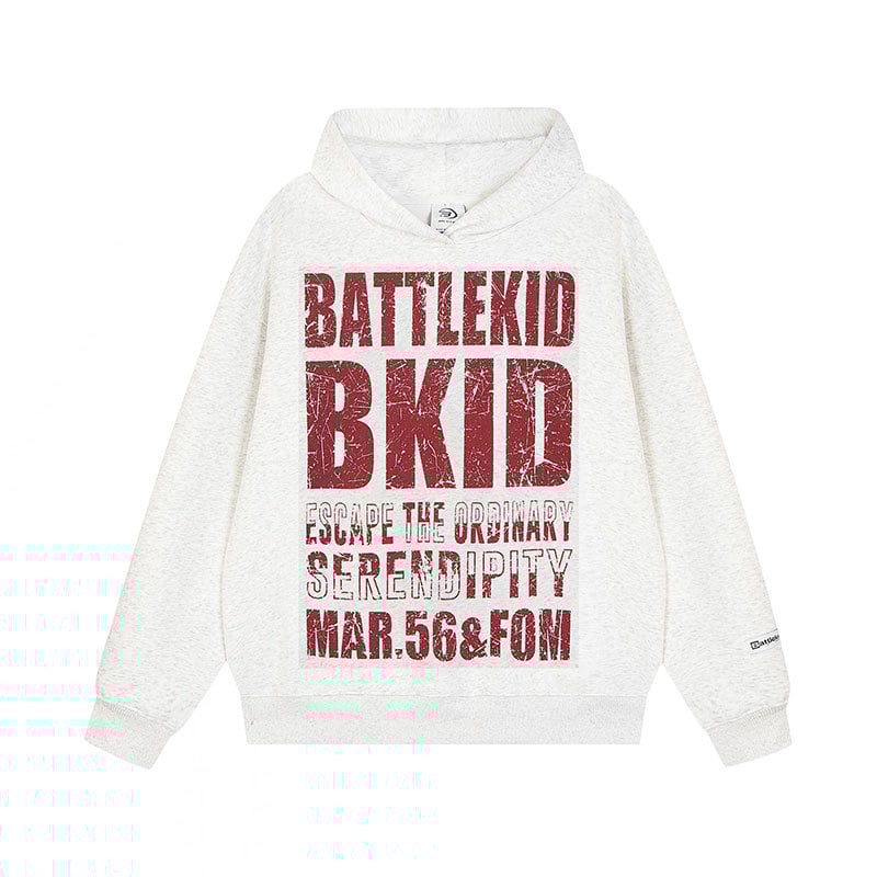 Kapucētas džemperis no kokvilnas, burti drukā, krāsu blokā, brīvs piegriezums, patch kabatas